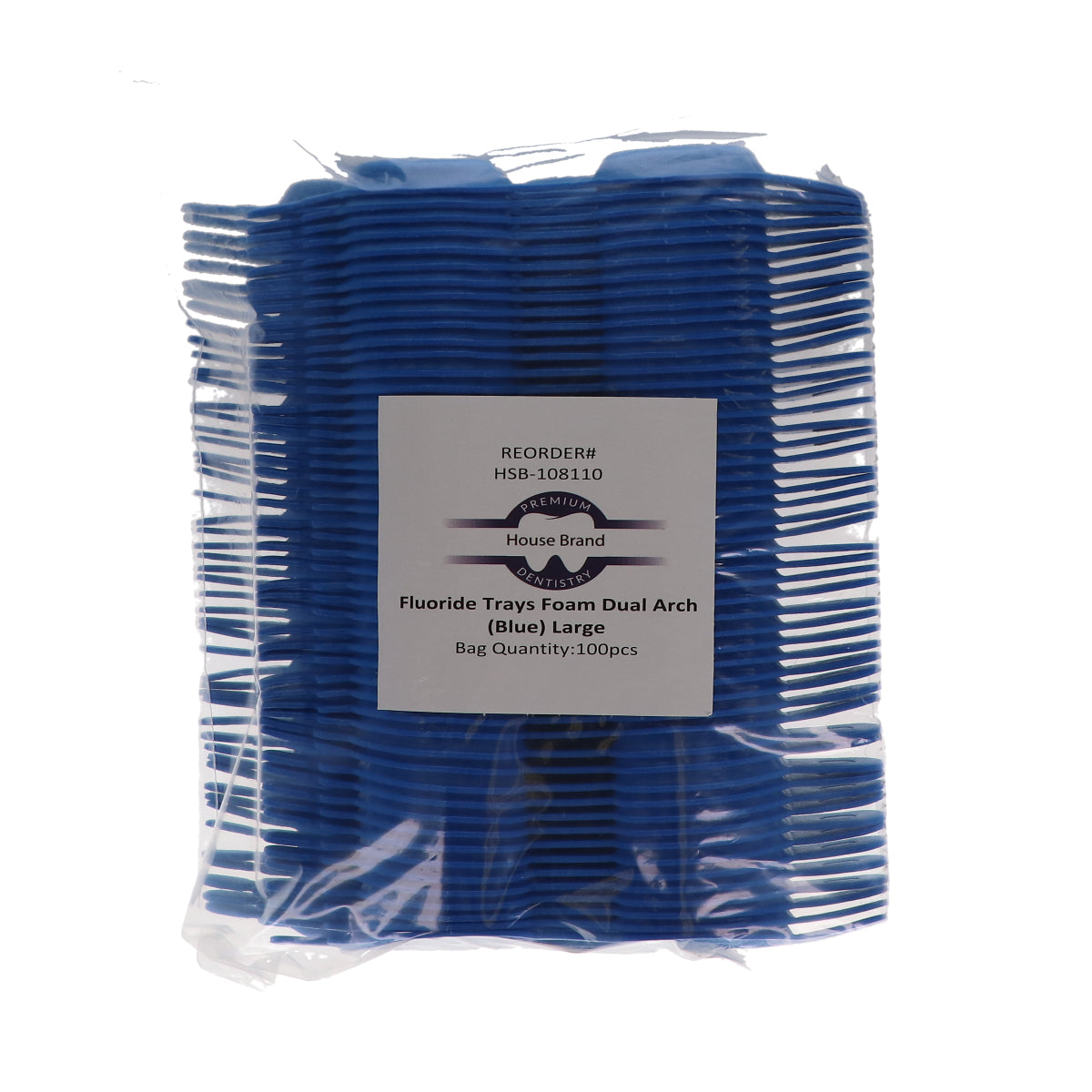 House Brand Dentistry 108110 Fluoride Trays Foam Dual Arch Large Blue 100/Pk House Brand Dentistry 108110 Fluoride Trays Foam Dual Arch Large Blue 100/Pk